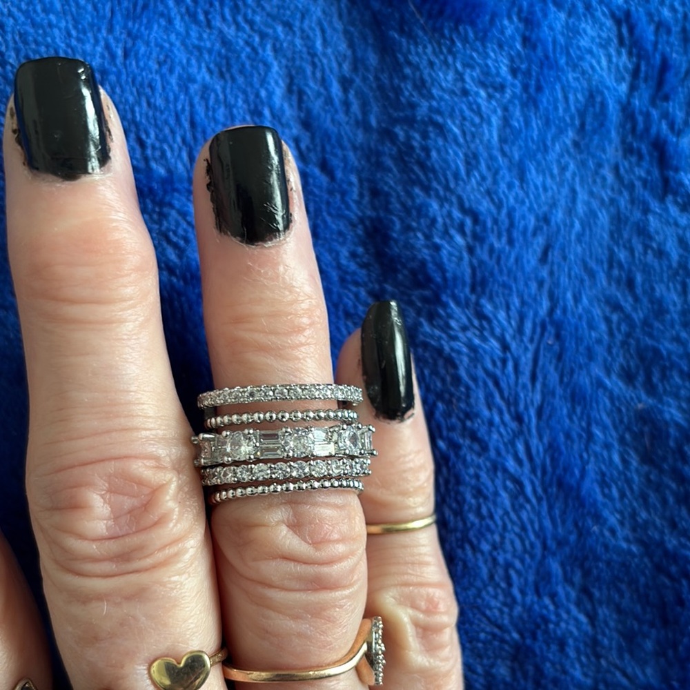 Silver Multi-Band Diamond Ring - image 6